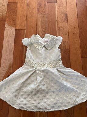 Girls White Pearl-Embellished Dress Size 3T